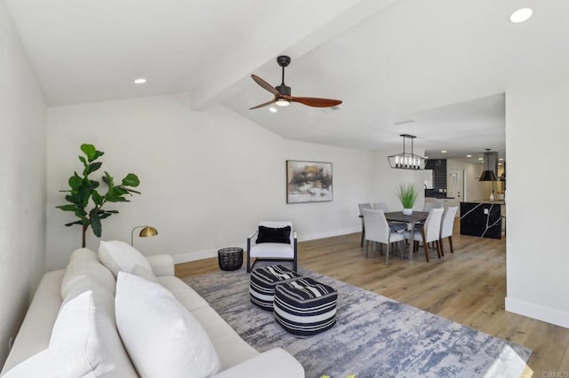 3612 Palomar Dr, Fallbrook, CA 92028 - living area featuring wood finished floors, ceiling fan, a chandelier, and recessed lighting