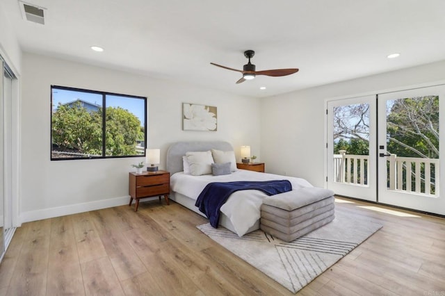 3612 Palomar Dr, Fallbrook, CA 92028 - bedroom with multiple windows, access to outside, light wood-type flooring, and recessed lighting