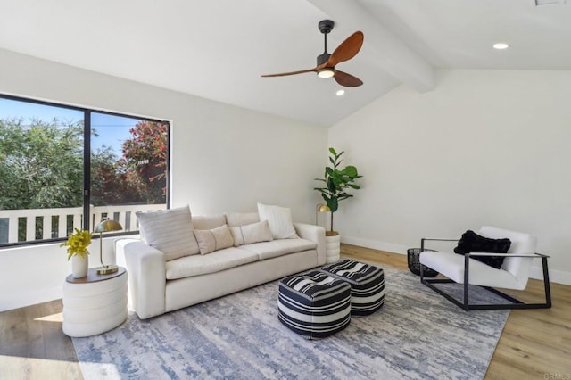 3612 Palomar Dr, Fallbrook, CA 92028 - living area with ceiling fan, wood finished floors, and recessed lighting