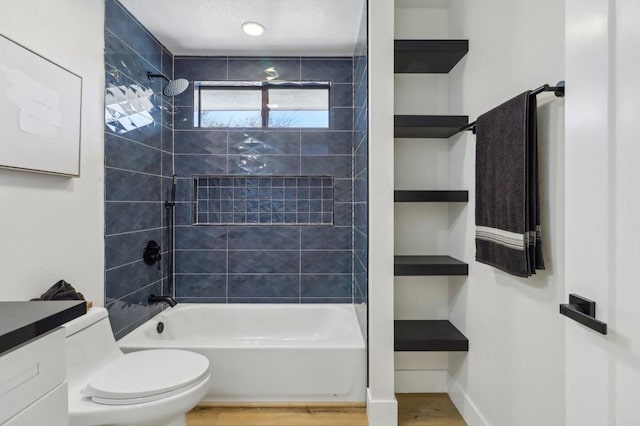 3612 Palomar Dr, Fallbrook, CA 92028 - bathroom featuring shower / bathtub combination, vanity, and wood finished floors