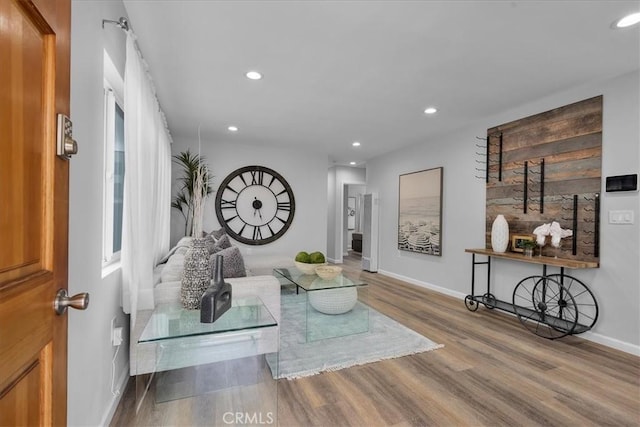 4612 W 161st St, Lawndale, CA 90260 - living room featuring baseboards, wood finished floors, and recessed lighting