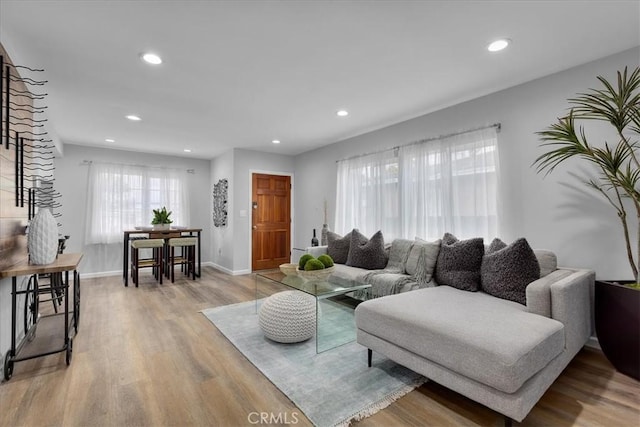 4612 W 161st St, Lawndale, CA 90260 - living area featuring light wood-style floors, recessed lighting, and baseboards