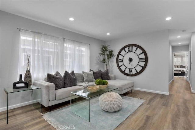 4612 W 161st St, Lawndale, CA 90260 - living area featuring wood finished floors, baseboards, and recessed lighting