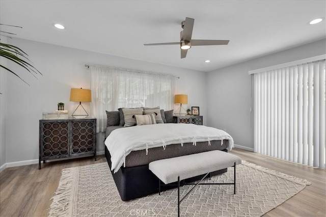 4612 W 161st St, Lawndale, CA 90260 - bedroom featuring wood finished floors, baseboards, recessed lighting, and a ceiling fan
