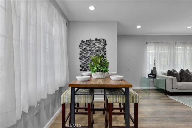 4612 W 161st St, Lawndale, CA 90260 - dining room with recessed lighting, plenty of natural light, wood finished floors, and baseboards