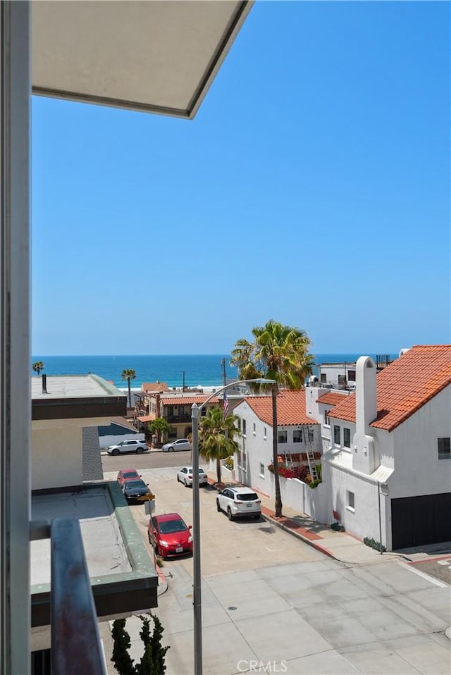 exterior space featuring a water view