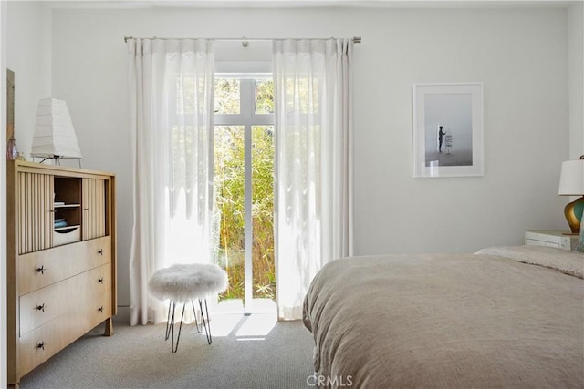 carpeted bedroom with access to outside