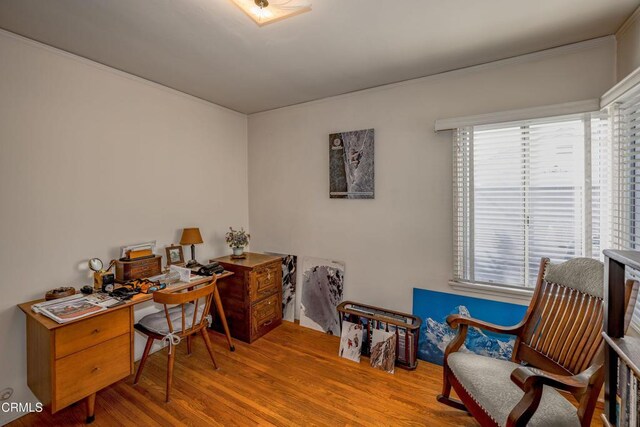 1404 Sycamore Ave, Glendale, CA 91201 - home office featuring wood finished floors, plenty of natural light, and ornamental molding
