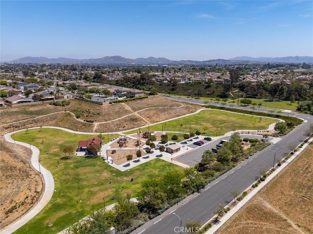 bird's eye view with a mountain view and a residential view