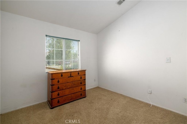 25714 Sunnyvale Ct, Menifee, CA 92584 - carpeted spare room featuring baseboards, lofted ceiling, and visible vents