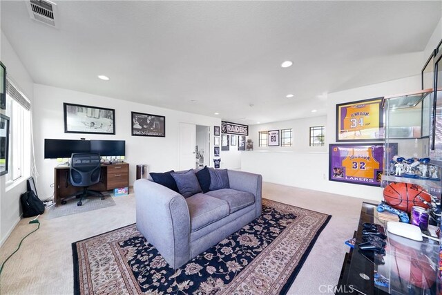 29444 Siderite Cir, Menifee, CA 92584 - carpeted living area featuring recessed lighting and visible vents