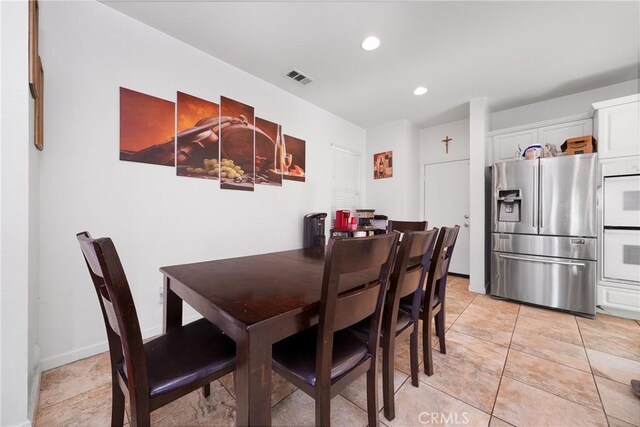 29444 Siderite Cir, Menifee, CA 92584 - dining space featuring recessed lighting, visible vents, and light tile patterned floors