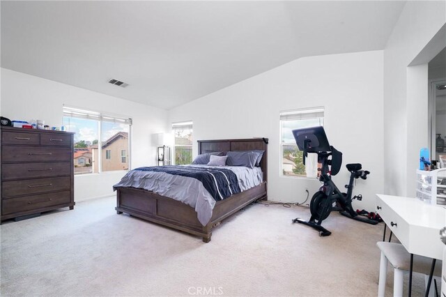 29444 Siderite Cir, Menifee, CA 92584 - carpeted bedroom featuring visible vents and lofted ceiling