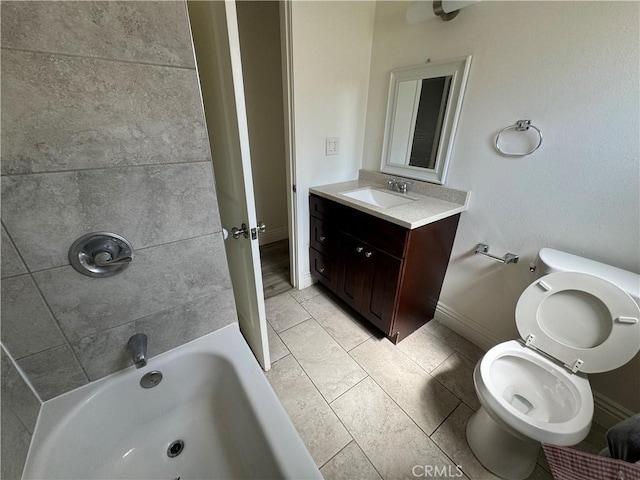 3100 Garnet Ln, Fullerton, CA 92831 - full bathroom featuring vanity, toilet, baseboards, and tile patterned floors