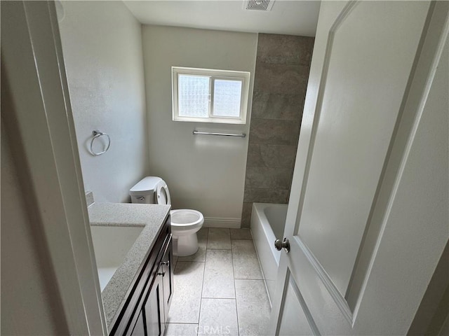 3100 Garnet Ln, Fullerton, CA 92831 - full bathroom featuring toilet, a tub to relax in, tile patterned floors, walk in shower, and vanity