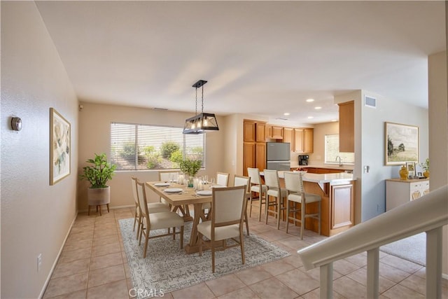 32000 Corte Sagunto, Temecula, CA 92592 - dining space with light tile patterned flooring, baseboards, visible vents, and recessed lighting