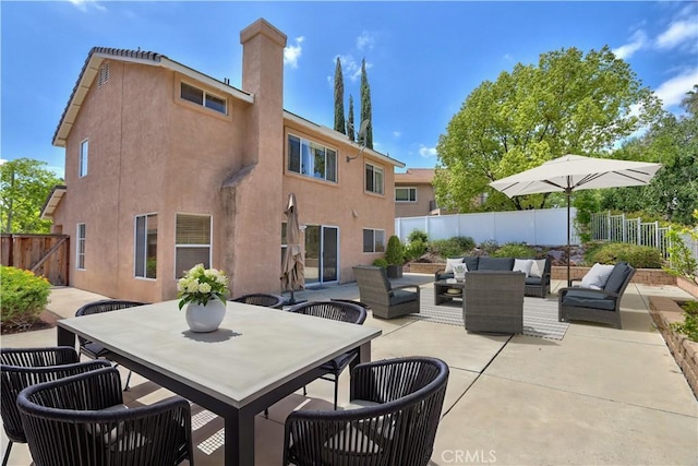 32000 Corte Sagunto, Temecula, CA 92592 - view of patio / terrace featuring fence, an outdoor living space, and outdoor dining area