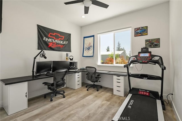 1830 Apple View Way, Paradise, CA 95969 - office area with a ceiling fan, light wood finished floors, and recessed lighting