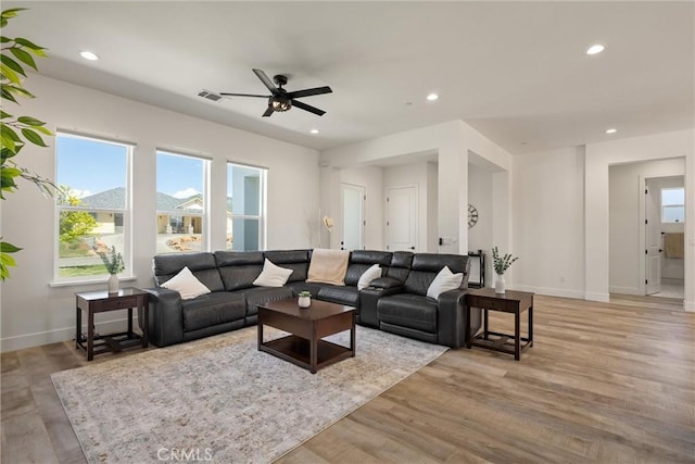 1830 Apple View Way, Paradise, CA 95969 - living area with light wood-style floors, recessed lighting, ceiling fan, and baseboards