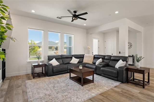 1830 Apple View Way, Paradise, CA 95969 - living area with wood finished floors, a ceiling fan, baseboards, and recessed lighting
