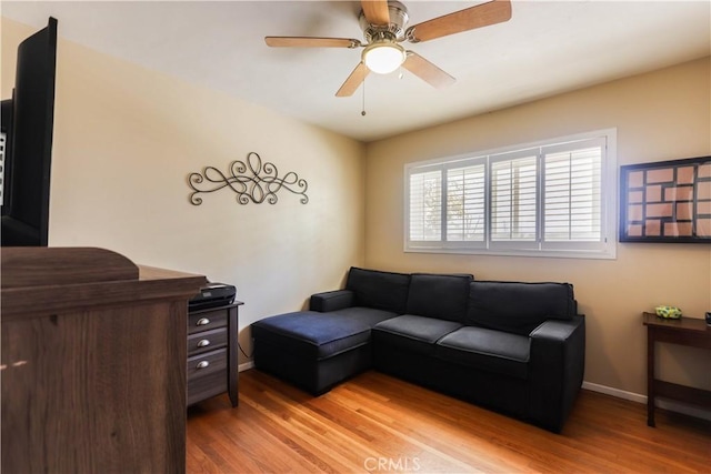 2812 Sunnywood Dr, Fullerton, CA 92835 - living room with light wood-type flooring, a ceiling fan, and baseboards