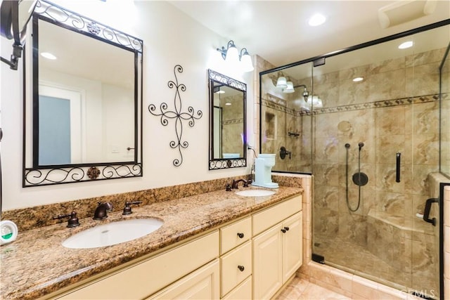 2812 Sunnywood Dr, Fullerton, CA 92835 - bathroom with a sink, double vanity, and a stall shower