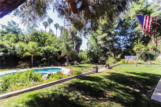 2812 Sunnywood Dr, Fullerton, CA 92835 - view of pool with a lawn and a playground