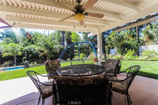 2812 Sunnywood Dr, Fullerton, CA 92835 - view of patio / terrace featuring outdoor dining area and a ceiling fan