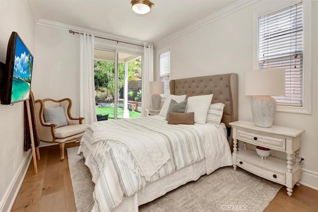 1711 Colina Terrestre, San Clemente, CA 92673 - bedroom featuring light wood-style floors, crown molding, and access to exterior