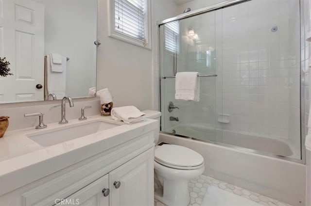 1711 Colina Terrestre, San Clemente, CA 92673 - bathroom featuring vanity, combined bath / shower with glass door, and tile patterned flooring