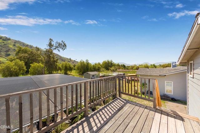 deck with a mountain view