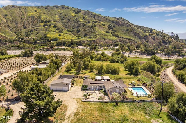 aerial view with a mountain view