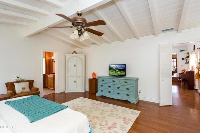 1526 Grand Ave, Fillmore, CA 93015 - bedroom with wood finished floors, wood ceiling, and a ceiling fan