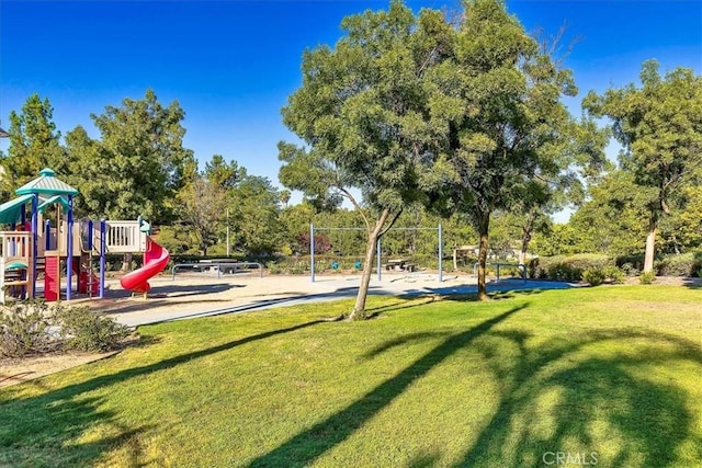 community playground with a lawn