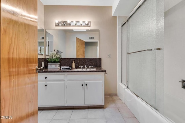 1530 Calle Portada, Camarillo, CA 93010 - bathroom featuring visible vents, tile patterned floors, vanity, and bath / shower combo with glass door