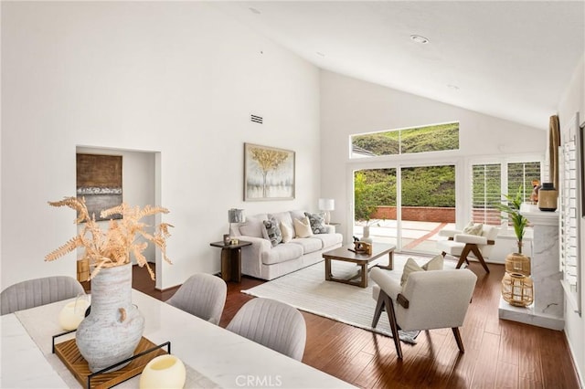 2122 Via Aguila, San Clemente, CA 92673 - living room with high vaulted ceiling and wood finished floors