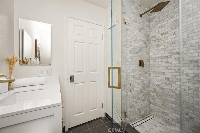 2122 Via Aguila, San Clemente, CA 92673 - bathroom with a stall shower, vanity, and tile patterned flooring