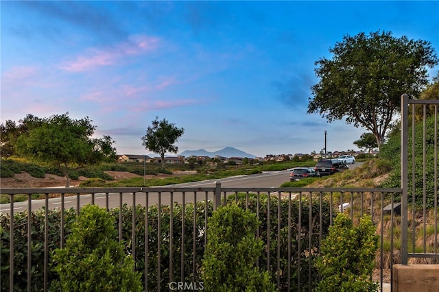 exterior space featuring a mountain view