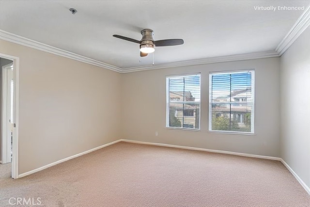 1441 Paseo Orion, San Diego, CA 92154 - spare room with ceiling fan, ornamental molding, baseboards, and light carpet