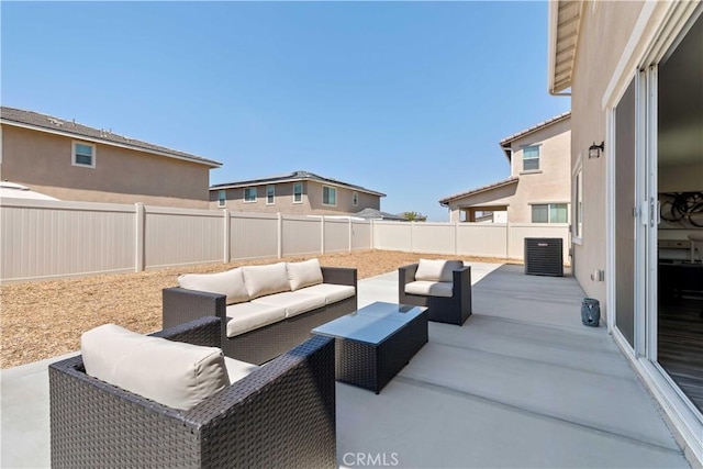 3308 Jack Rabbit Ct, Perris, CA 92570 - view of patio / terrace featuring a fenced backyard and outdoor lounge area