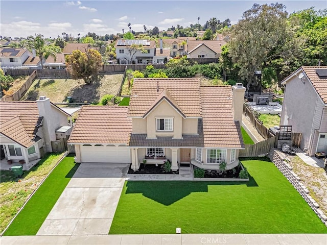 aerial view with a residential view