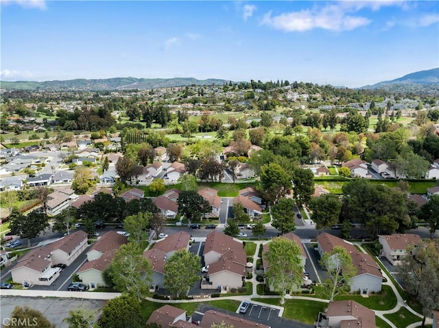 birds eye view of property featuring a residential view and a mountain view