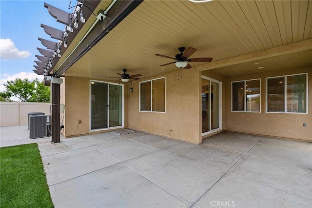 37544 River Oats Ln, Murrieta, CA 92563 - view of patio / terrace featuring cooling unit, ceiling fan, and fence