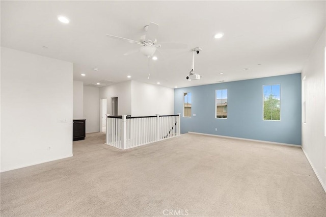 37544 River Oats Ln, Murrieta, CA 92563 - empty room with recessed lighting, ceiling fan, and light carpet