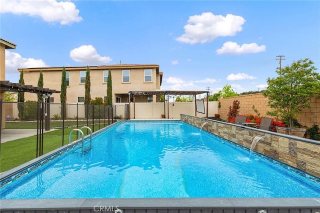 37544 River Oats Ln, Murrieta, CA 92563 - view of swimming pool with a pergola, a fenced backyard, and a fenced in pool
