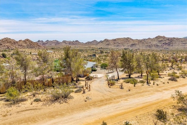 property view of mountains featuring a rural view and view of desert