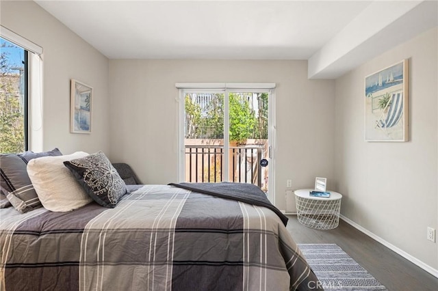 804 N Juanita Ave Unit B, Redondo Beach, CA 90277 - bedroom featuring baseboards, wood finished floors, and access to exterior