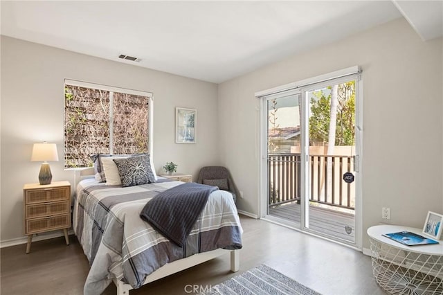 804 N Juanita Ave Unit B, Redondo Beach, CA 90277 - bedroom featuring baseboards, wood finished floors, visible vents, and access to exterior
