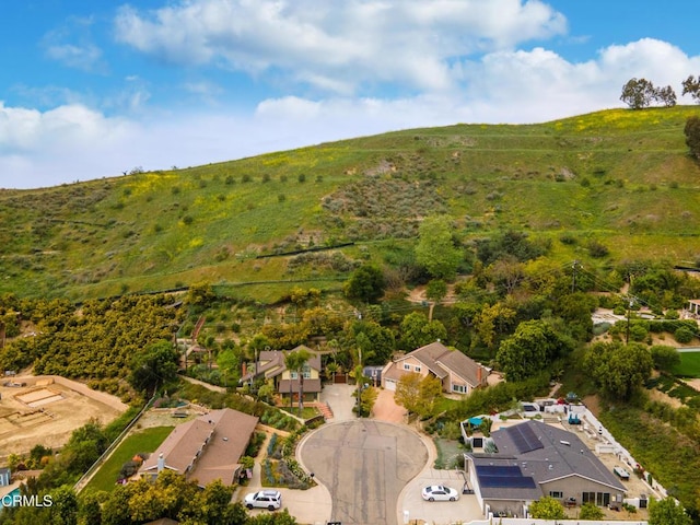 bird's eye view with a mountain view