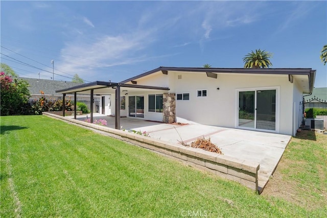 1080 Alta Loma Dr, Corona, CA 92882 - back of house featuring a patio area, stucco siding, an outdoor fire pit, and cooling unit